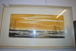 Framed Watercolour - Sunset over Lake