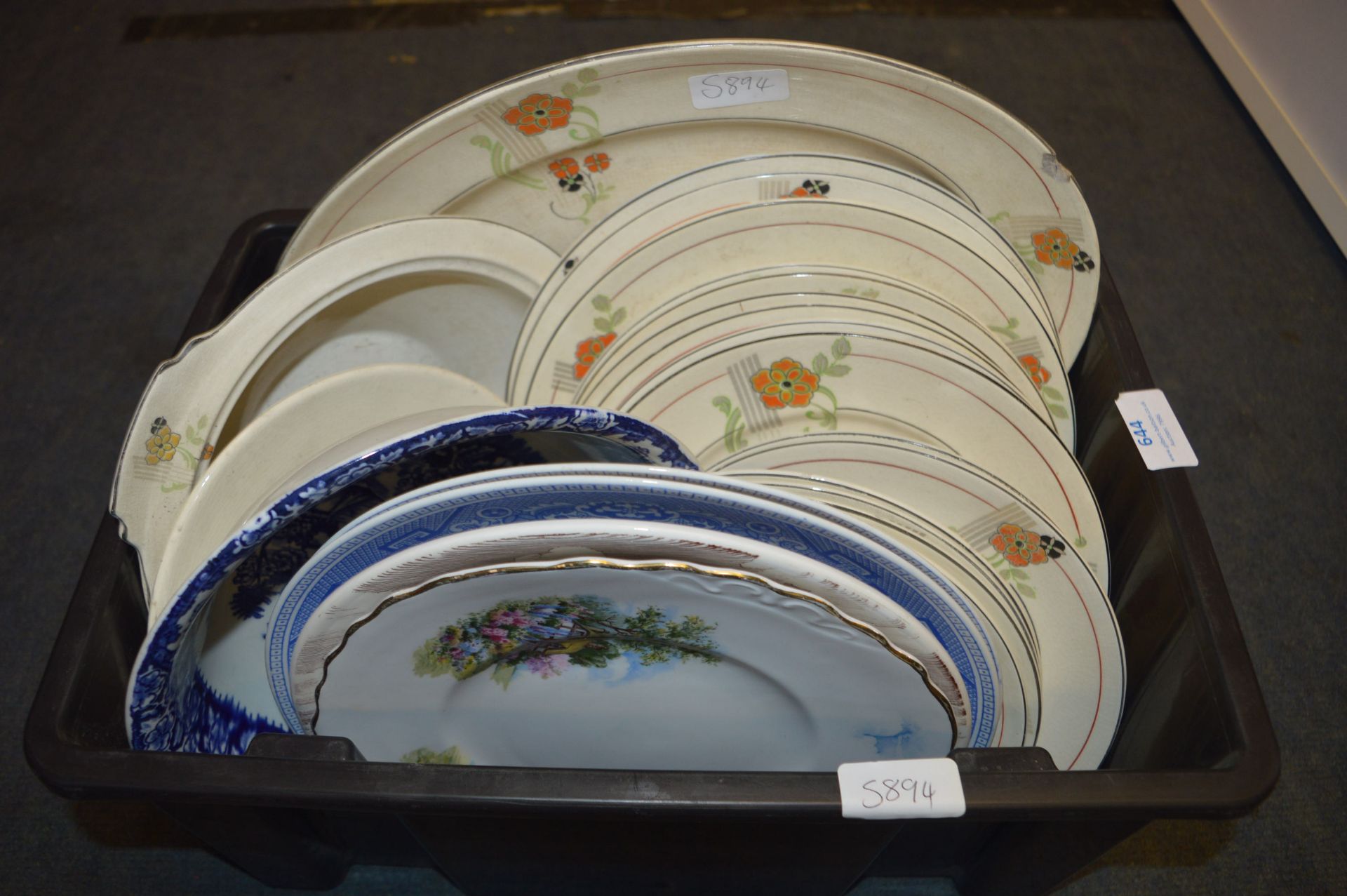 Box Containing Floral Patterned and Blue & White D