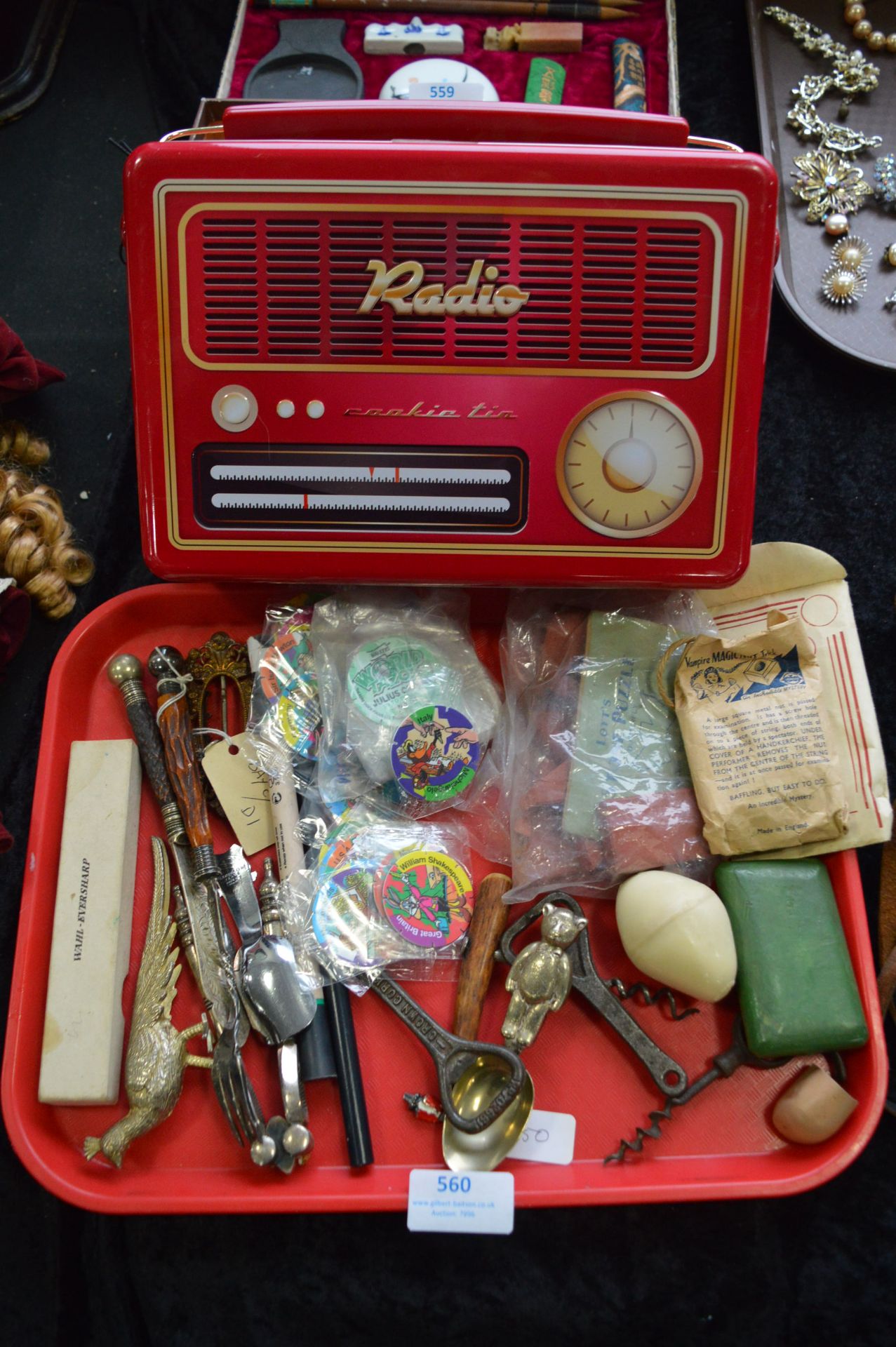 Tray Lot of Collectibles; Vintage Puzzles, Bottle