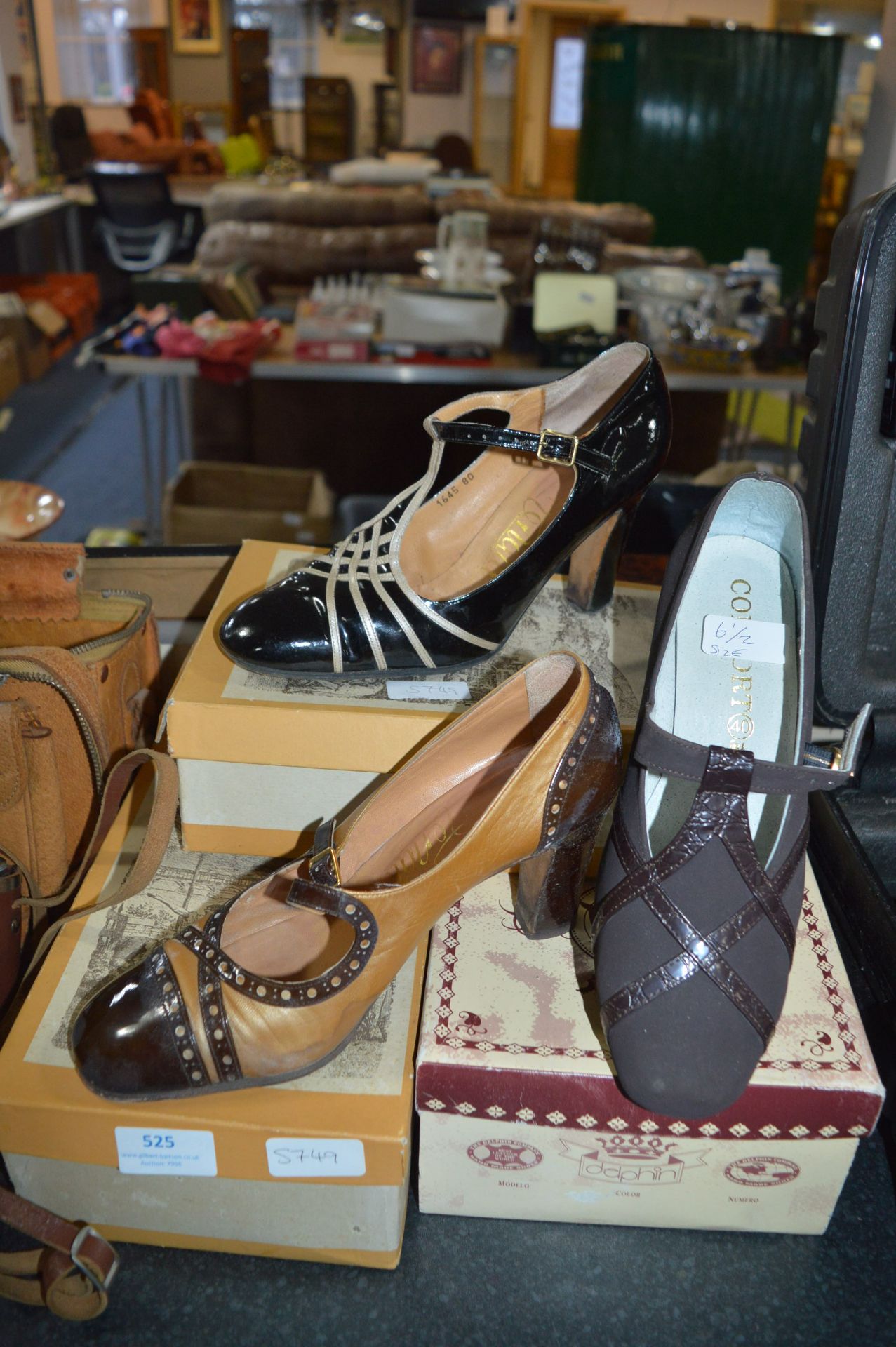 Three Pairs of Ladies Vintage Shoes Size:6.5