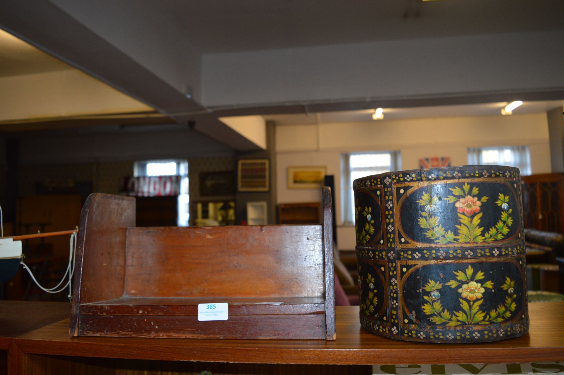 Painted Wooden Waste Bin and a Bookshelf