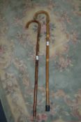 Two Walking Canes (One with Rambler's Badges)