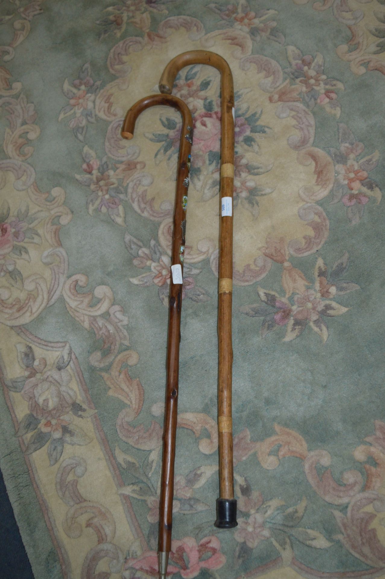 Two Walking Canes (One with Rambler's Badges)