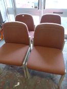 Four Pink Upholstered Wood Framed Chairs