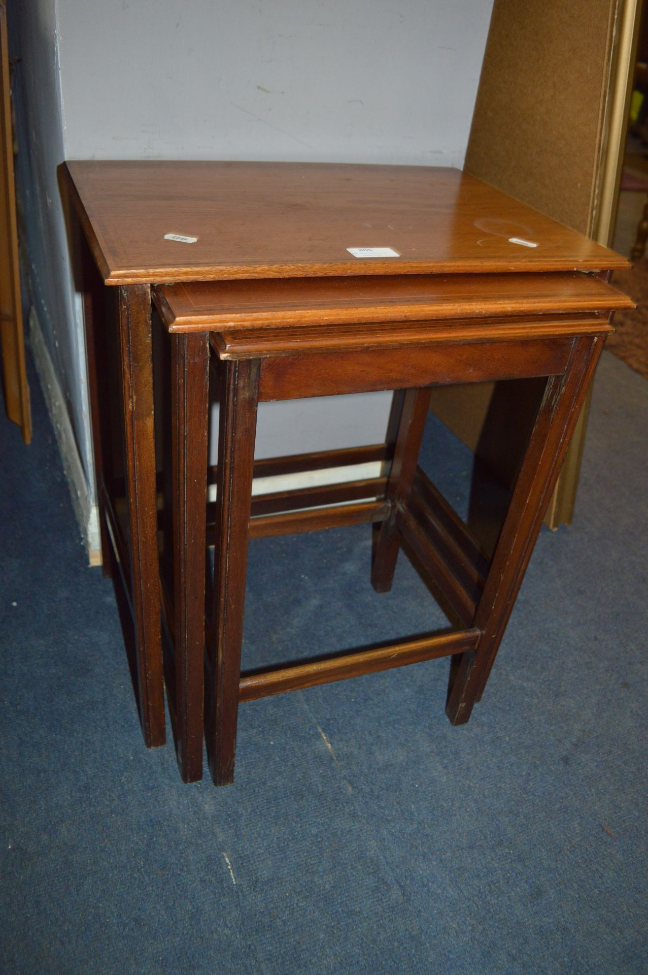 Edwardian Inlaid Mahogany Nest of Three Tables