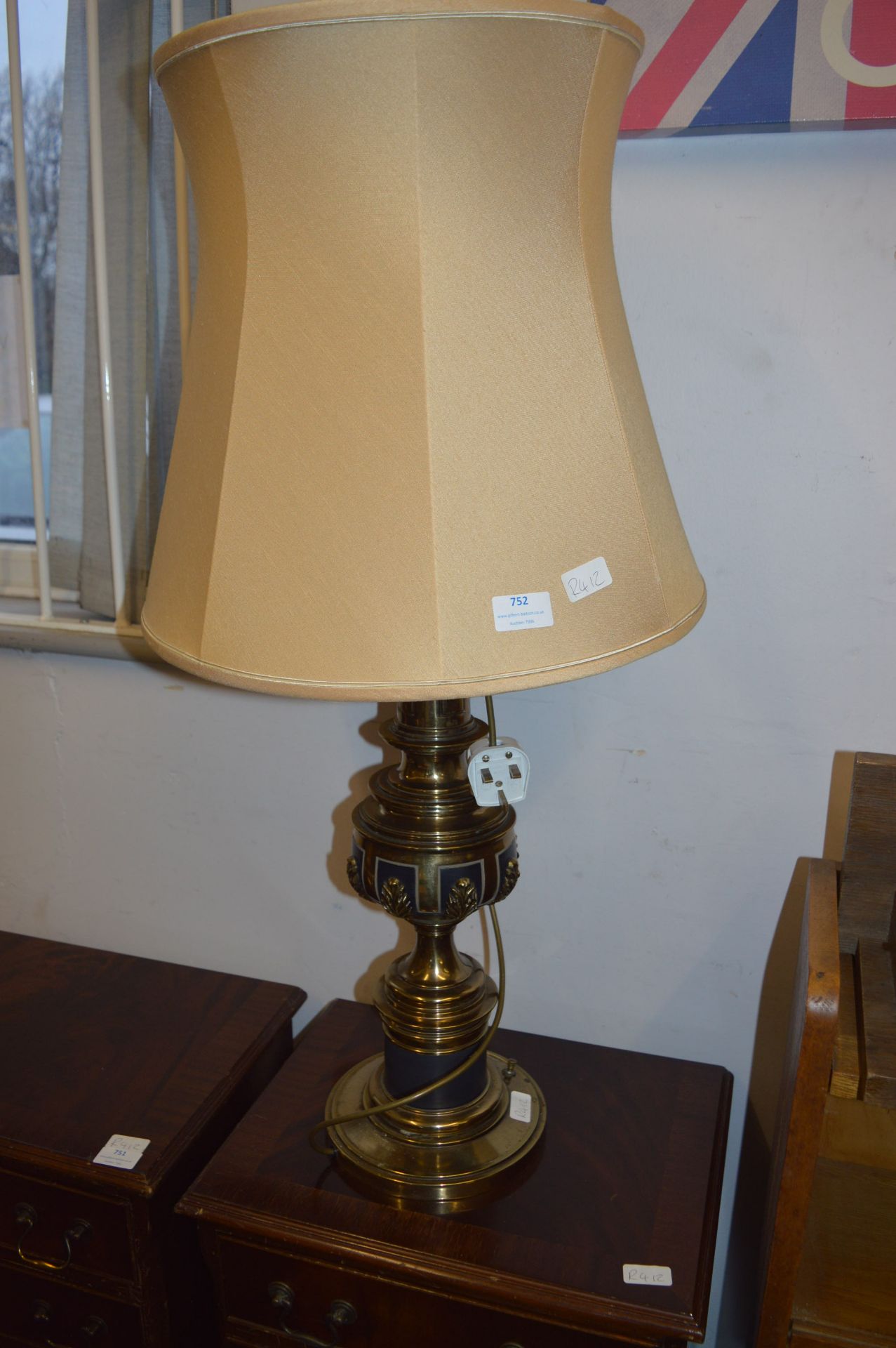 Tall Decorative Brass Table Lamp with Shade