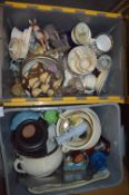 Two Storage Boxes Containing Potties, Mugs, Dinner