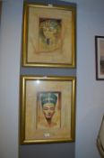Pair of Gilt Framed Print - Pharaohs