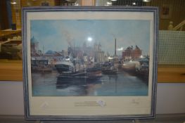 Signed Adrian Thompson Print - Town Docks Reflecti