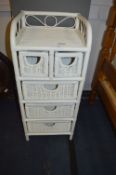 White Painted Wicker Five Drawer Cabinet