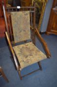 Victorian Folding Armchair with Upholstered Seat a