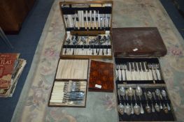 Cased Cutlery Sets and a Small Travel Case Contain