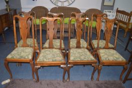 Set of Eight Queen Anne Style Dining Chairs with D
