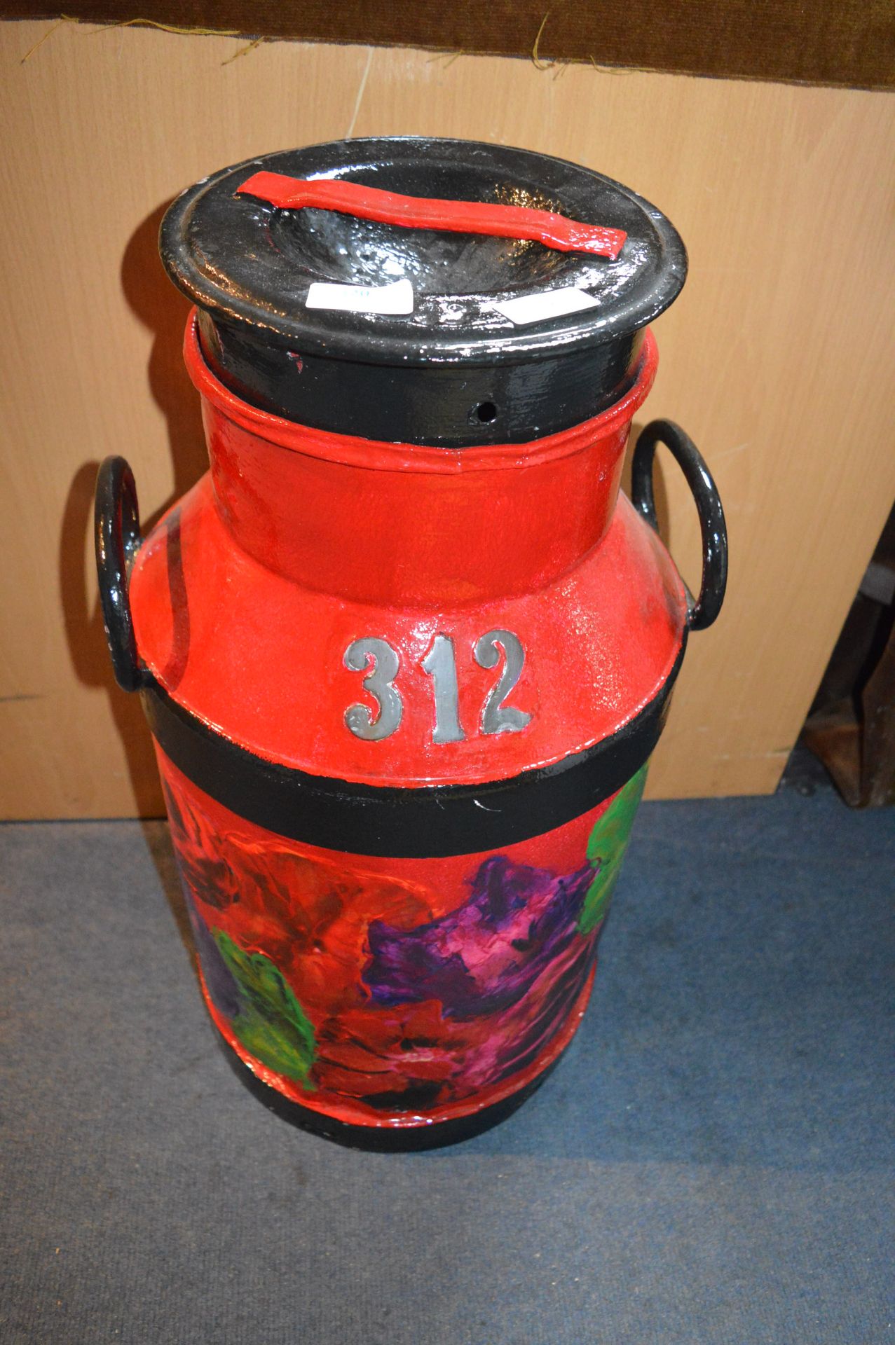 Painted Galvanised Metal Milk Churn