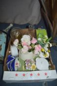 Box Containing Anniversary Clock, Artificial Flowe