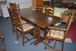 Oak Refectory Dining Table with Four Dining Chairs