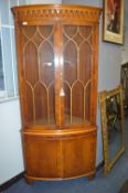 Walnut Effect Corner Display Cabinet with Glass Do