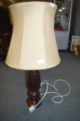 Large Carved Wood Table Lamp with Shade