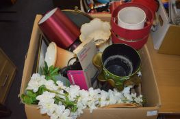 Large Box Containing Plant Pots, Dressing Table Mi