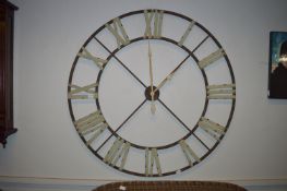 Large Wrought Metal Wall Clock with Roman Numerals - 122cm