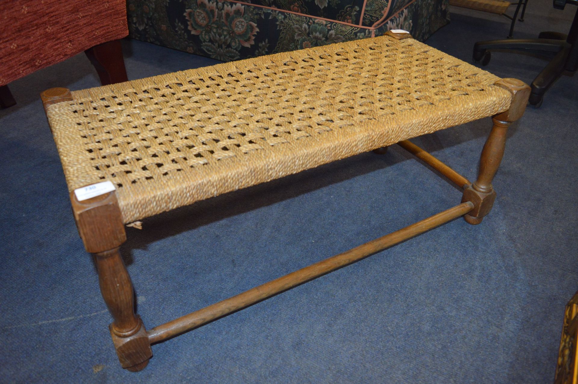 Oak Ropework Seated Double Stool