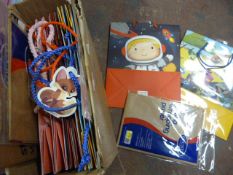 Box of Children's Gift Bags and Brown Wrapping Pap