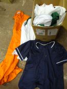 Box of Work Overalls and Shirts