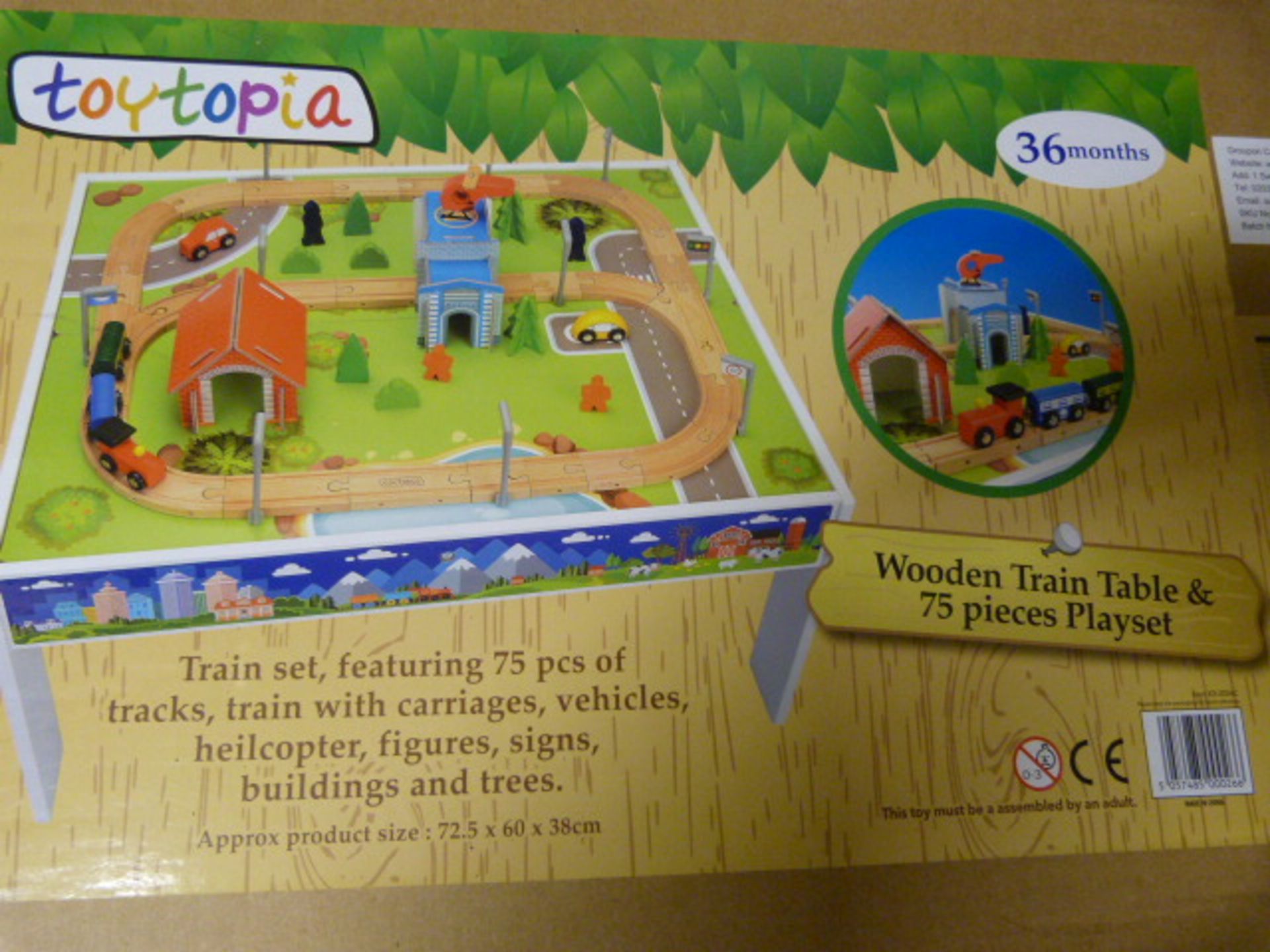 *Wooden Train Table and 75 Piece Playset