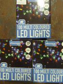 *Three Boxes of 100 Multicoloured LED Lights