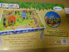 *Wooden Train Table and 75 Piece Playset