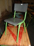 Fifteen Green Tubular Framed Dining Chairs with Grey Plywood Seats & Backs
