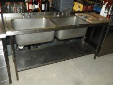 *Stainless Steel Commercial Double Sink Unit with