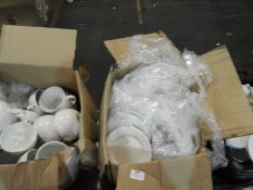 *Three Boxes of Dudson and Other White Crockery