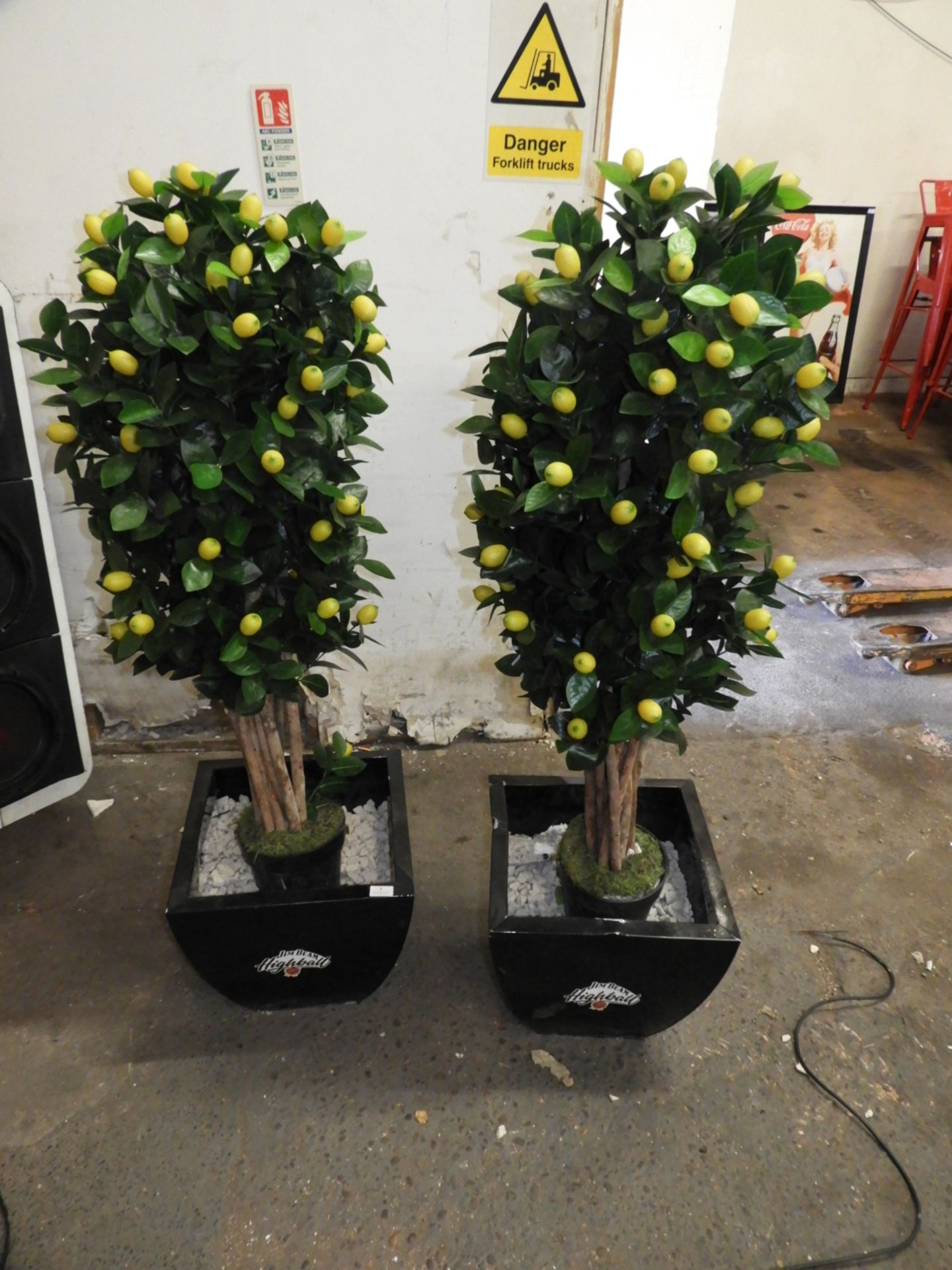*Pair of Artificial Lemon Trees in Jim Beam Plante