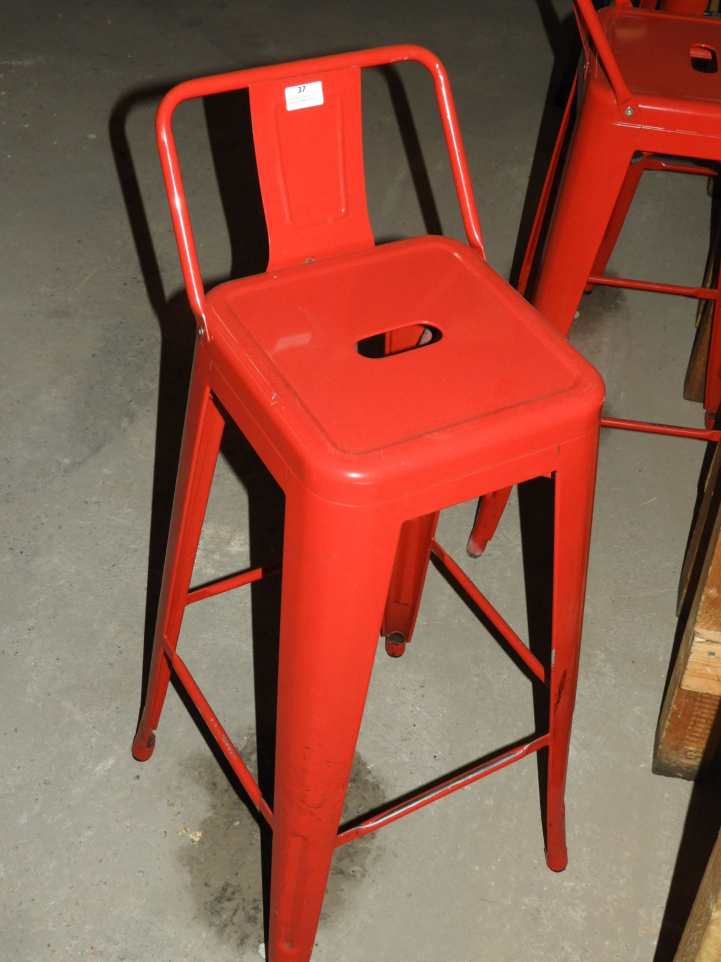 *Pair of Red High Seat Barstools