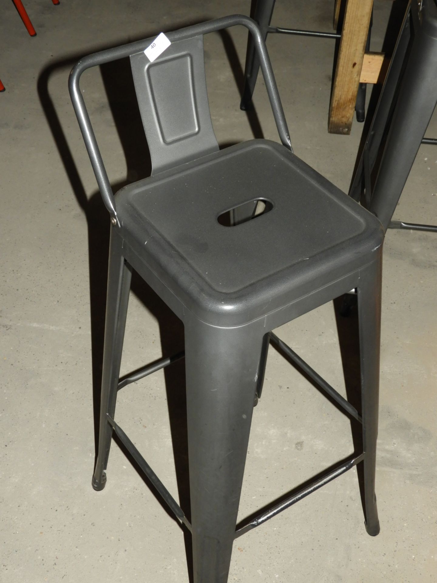 *Pair of Gun Metal Coloured High Seat Barstools