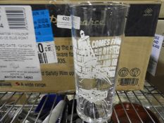 *Box of Blue Port Pint Glasses, and Assorted Glass