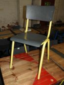 Sixteen Yellow Tubular Framed Dining Chairs with Grey Plywood Seats & Back