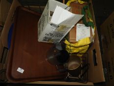 *Box Containing Assorted Cookware, Wood, and Plast