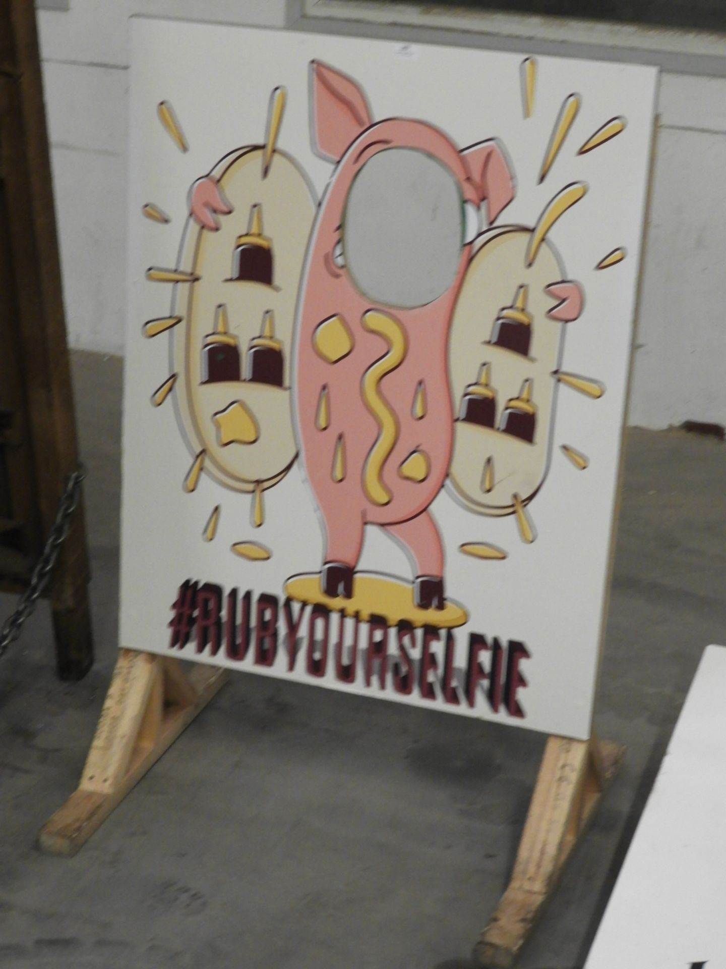 *Novelty Hotdog Photo Board "#Rub Self"