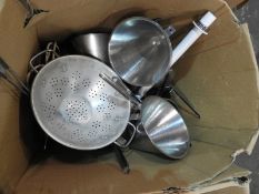 *Box Containing Conical Strainers, Kitchen Tools,