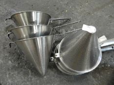 *Six Large Stainless Steel Conical Strainers