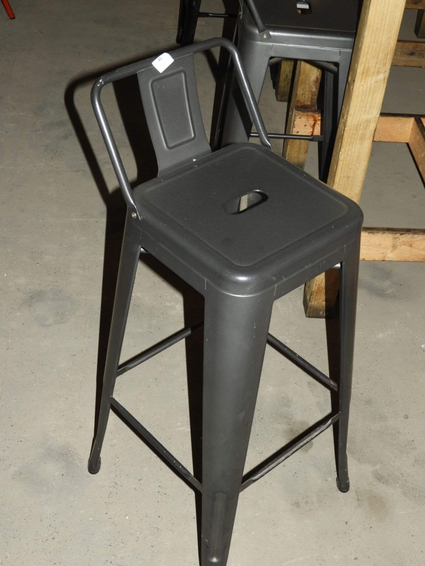 *Pair of Gun Metal Coloured High Seat Barstools