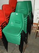 *Twenty Six Green Polypropylene Stackable Chairs
