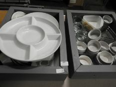 *Two Planters Containing Assorted White Crockery,