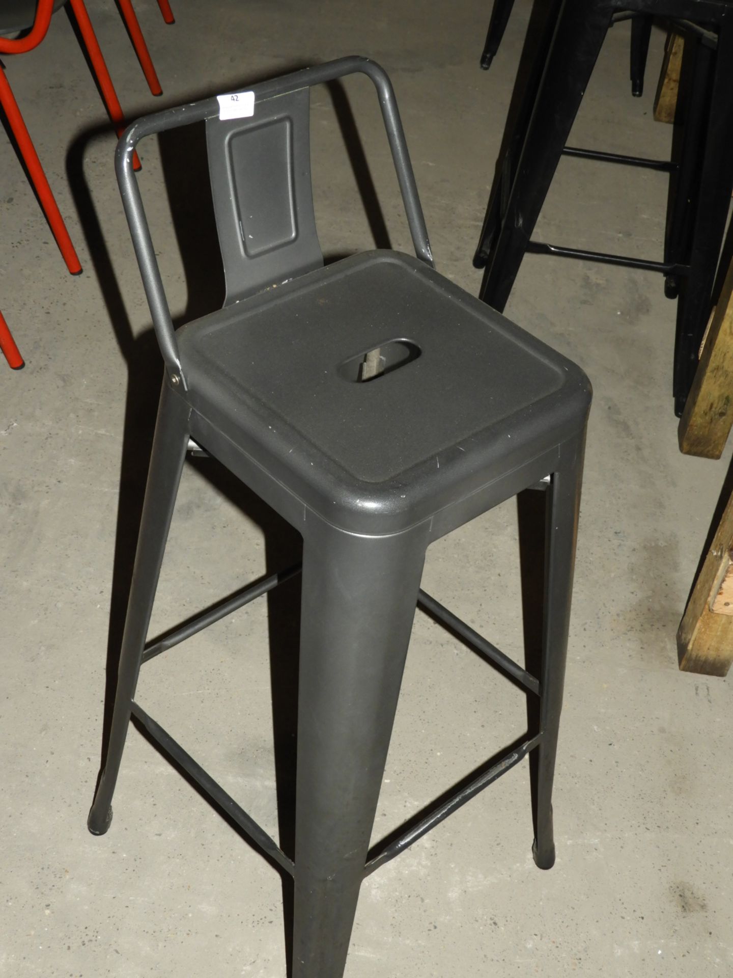 *Pair of Gun Metal Coloured High Seat Barstools