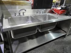 *Stainless Steel Commercial Double Sink with Lever