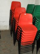 *Twenty Five Red Polypropylene Stackable Chairs