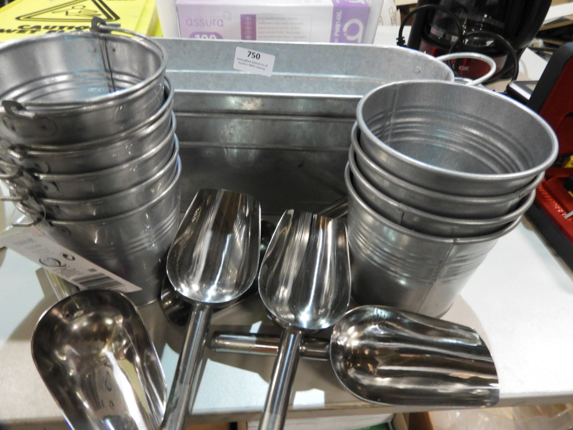 *Galvanised Chip Buckets, Stainless Steel Serving