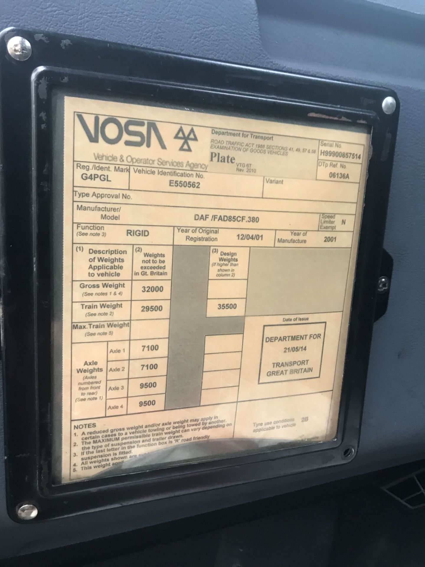 *DAF 85C Hook Loader Reg: G4 PGL 2001 - Military Standard Hook Loader. Only compatible with MOD Coup - Image 3 of 5